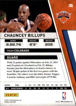 2010-11 Panini Season Update #16 Chauncey Billups Back