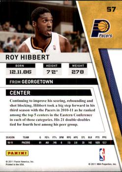 2010-11 Panini Season Update #57 Roy Hibbert Back