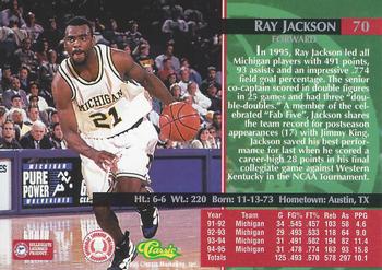 1995 Classic Rookies #70 Ray Jackson Back