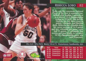 1995 Classic Rookies #82 Rebecca Lobo Back