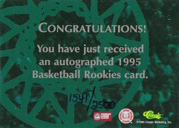 1995 Classic Rookies - Autographs #NNO Jason Caffey Back
