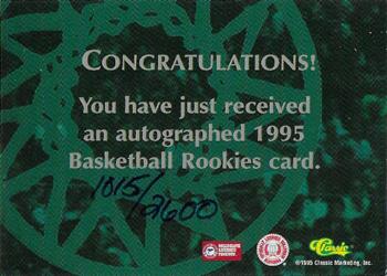 1995 Classic Rookies - Autographs #NNO Greg Ostertag Back