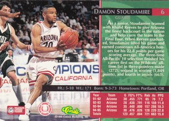 1995 Classic Rookies - Silver Foil #6 Damon Stoudamire Back