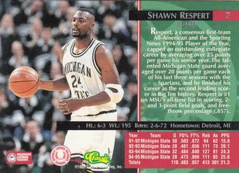 1995 Classic Rookies - Silver Foil #7 Shawn Respert Back