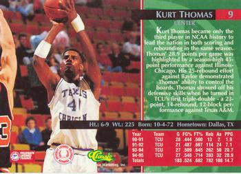 1995 Classic Rookies - Silver Foil #9 Kurt Thomas Back
