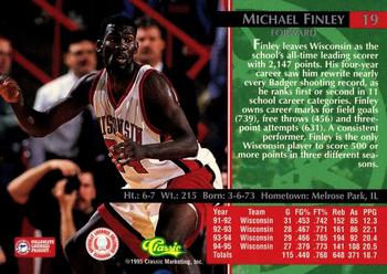 1995 Classic Rookies - Silver Foil #19 Michael Finley Back