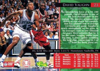 1995 Classic Rookies - Silver Foil #23 David Vaughn Back