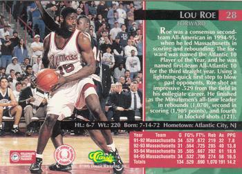 1995 Classic Rookies - Silver Foil #28 Lou Roe Back