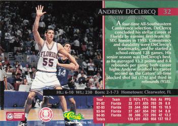 1995 Classic Rookies - Silver Foil #32 Andrew DeClercq Back