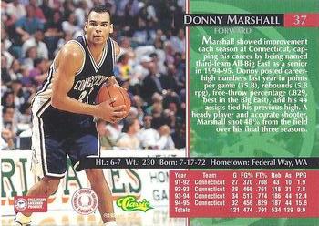 1995 Classic Rookies - Silver Foil #37 Donny Marshall Back