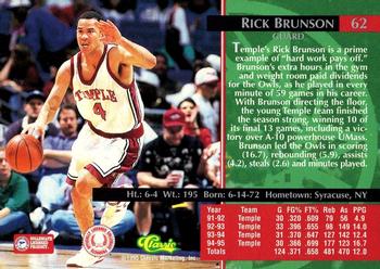 1995 Classic Rookies - Silver Foil #62 Rick Brunson Back