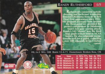 1995 Classic Rookies - Silver Foil #69 Randy Rutherford Back