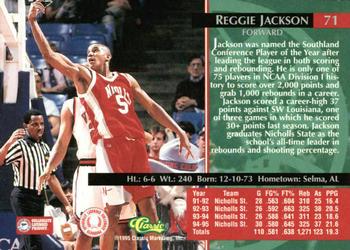 1995 Classic Rookies - Silver Foil #71 Reggie Jackson Back