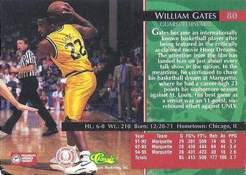 1995 Classic Rookies - Silver Foil #80 William Gates Back