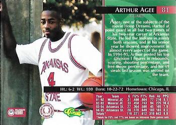 1995 Classic Rookies - Silver Foil #81 Arthur Agee Back