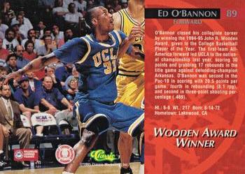 1995 Classic Rookies - Silver Foil #89 Ed O'Bannon Back