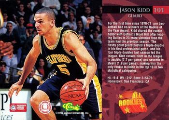 1995 Classic Rookies - Silver Foil #101 Jason Kidd Back