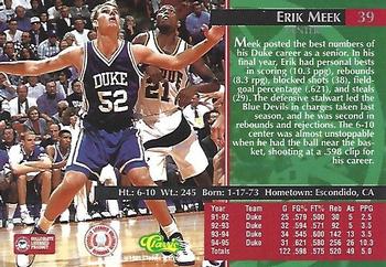 1995 Classic Rookies - Printer's Proofs #39 Erik Meek Back