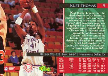 1995 Classic Rookies - Autograph Edition #9 Kurt Thomas Back