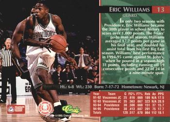 1995 Classic Rookies - Autograph Edition #13 Eric Williams Back
