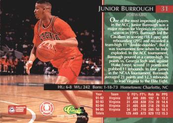 1995 Classic Rookies - Autograph Edition #31 Junior Burrough Back