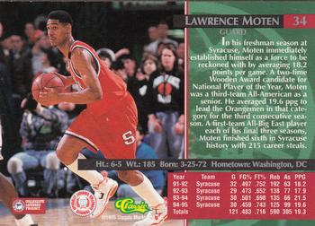 1995 Classic Rookies - Autograph Edition #34 Lawrence Moten Back