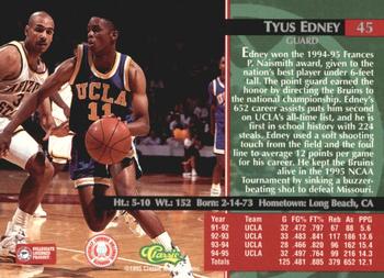 1995 Classic Rookies - Autograph Edition #45 Tyus Edney Back