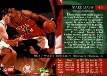 1995 Classic Rookies - Autograph Edition #46 Mark Davis Back