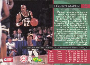 1995 Classic Rookies - Autograph Edition #53 Cuonzo Martin Back