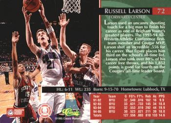 1995 Classic Rookies - Autograph Edition #72 Russell Larson Back