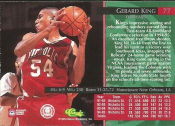1995 Classic Rookies - Autograph Edition #77 Gerard King Back