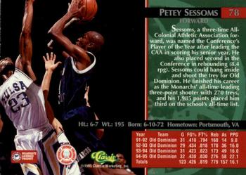 1995 Classic Rookies - Autograph Edition #78 Petey Sessoms Back