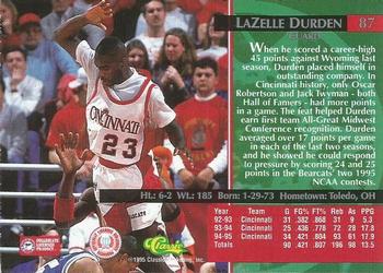 1995 Classic Rookies - Autograph Edition #87 LaZelle Durden Back
