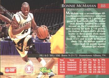 1995 Classic Rookies - Autograph Edition #88 Ronnie McMahan Back