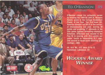 1995 Classic Rookies - Autograph Edition #89 Ed O'Bannon Back