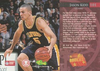1995 Classic Rookies - Autograph Edition #101 Jason Kidd Back
