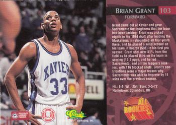 1995 Classic Rookies - Autograph Edition #103 Brian Grant Back