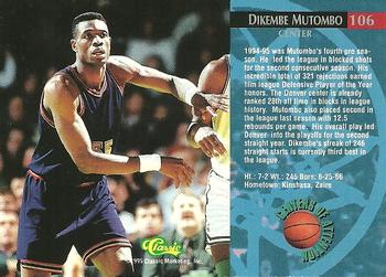 1995 Classic Rookies - Autograph Edition #106 Dikembe Mutombo Back
