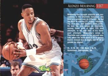 1995 Classic Rookies - Autograph Edition #107 Alonzo Mourning Back