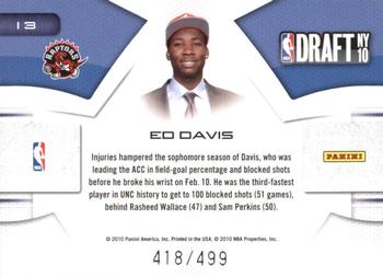 2010-11 Panini Prestige - NBA Draft Class #13 Ed Davis Back