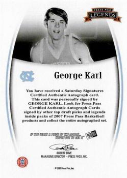 2007-08 Press Pass Legends - Saturday Signatures #NNO George Karl Back