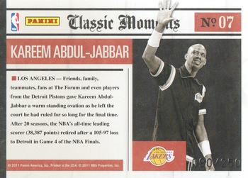 2010-11 Panini Classics - Classic Moments Silver #7 Kareem Abdul-Jabbar Back