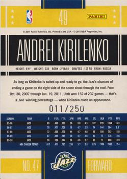 2010-11 Panini Classics - Timeless Tributes Silver #49 Andrei Kirilenko Back