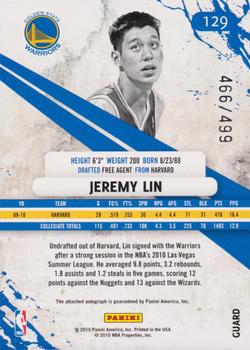 2010-11 Panini Rookies & Stars - Gold Signatures #129 Jeremy Lin Back