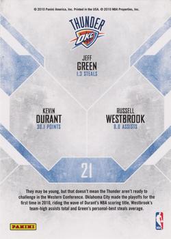 2010-11 Panini Rookies & Stars - Team Leaders #21 Kevin Durant / Jeff Green / Russell Westbrook Back