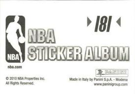 2010-11 Panini Stickers #181 Chase Budinger Back