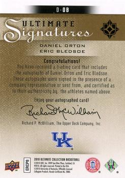 2010-11 Upper Deck Ultimate Collection - Ultimate Signatures Dual #D-OB Daniel Orton / Eric Bledsoe Back