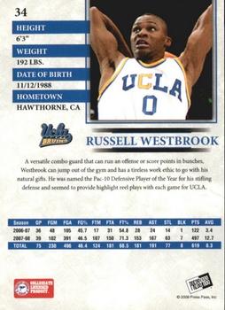 2008 Press Pass - Reflectors Blue #34 Russell Westbrook Back