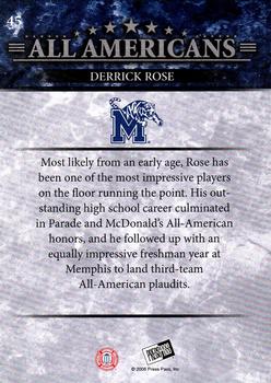 2008 Press Pass - Reflectors Blue #45 Derrick Rose Back