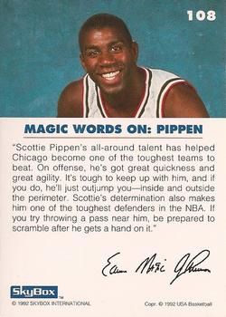 1992 SkyBox USA #108 Magic on Pippen Back
